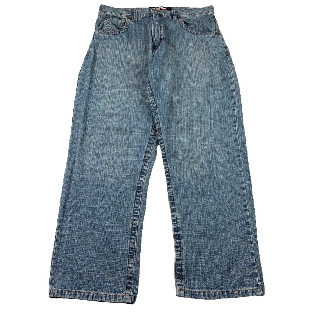 Vintage Evolution In Design‎ Jeans Mens 34x32 Blue Baggy Y2K Grunge Skater Denim